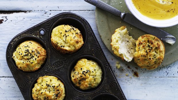Potato, cheese and chive muffins.