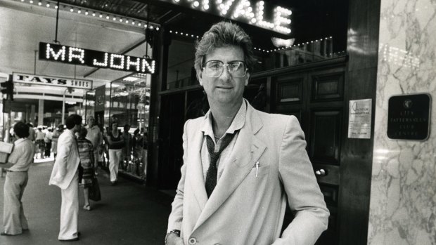 Set the agenda: 'Mr John' outside his Sydney boutique in the 1970s.