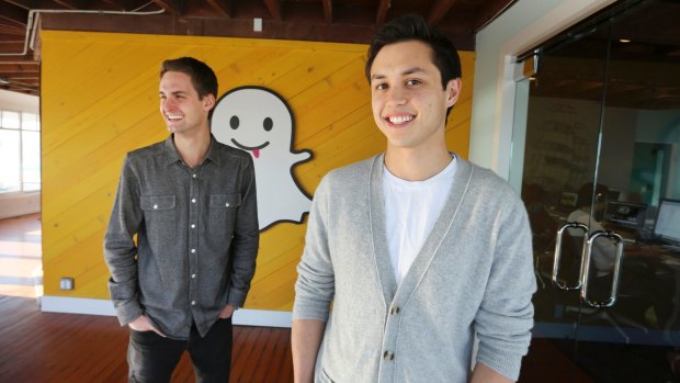 Evan Spiegel, left, chief executive of Snap, and CTO Bobby Murphy.