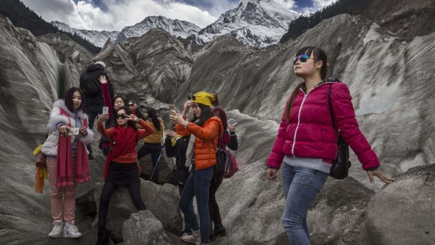 Chinese tourists in Tibet.