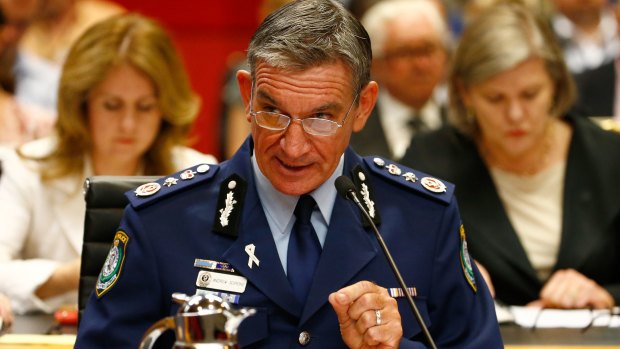 Decisions defended: Police Commissioner Andrew Scipione responds to questions at the parliamentary hearing on Wednesday.