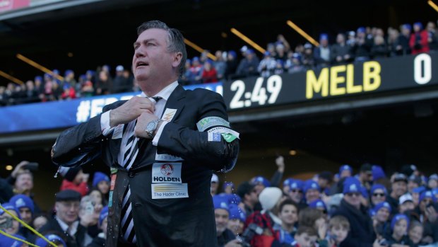Collingwood president Eddie McGuire at the 'Big Freeze 2' charity event last year. He came under fire for saying he would pay $50,000 to see The Age's chief football writer Caroline Wilson stay under a pool of ice water. 
