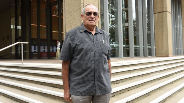 Joseph Pereira outside Sydney Supreme Court fighting against Johnson and Johnson who manufactured the fault hip replacement that he received.