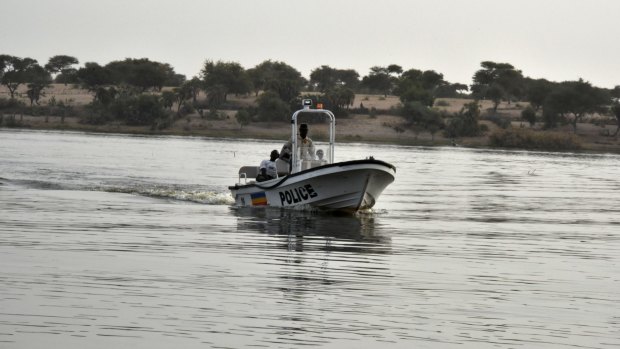 A boat of the Chadian police sails on Lake Chad, which borders Chad, Nigeria, Niger and Cameroon, in January. 