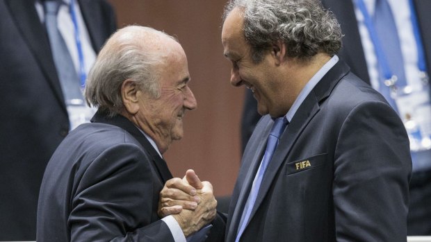 In happier times: Sepp Blatter and Michel Platini in May.