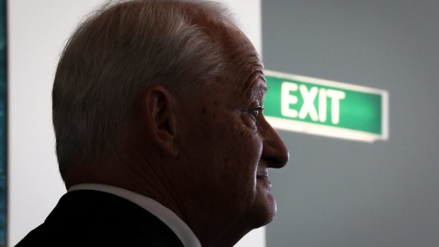 Liberal MP Philip Ruddock addresses the media during a doorstop interview after announcing he will not be seeking re-endorsement for the seat of Berowra.