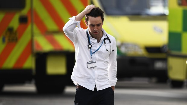 A medic is seen near the site of Wednesday's deadly attack.