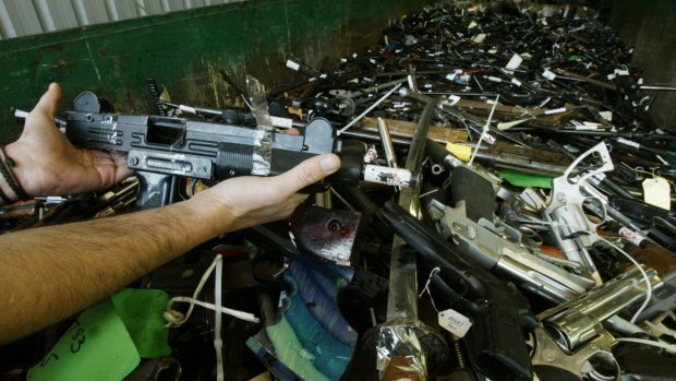 Thousands of handguns handed in for the gun amnesty and the gun buyback scheme in 2004.
