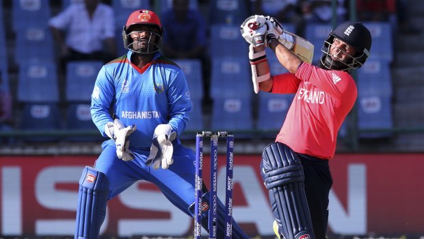 England's Moeen Ali uses the long handle to good effect against Afghanistan on Wednesday.