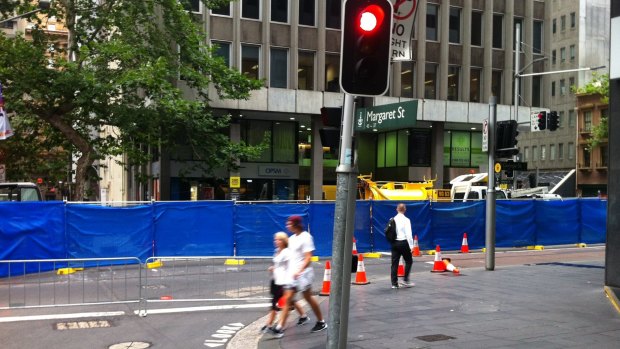 George Street closed at Margaret Street for light rail works.