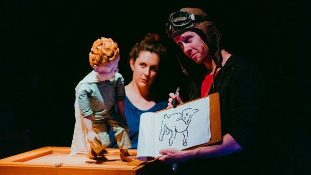 Jessica Lewis and Shane Adamczak in Spare Parts Puppet Theatre's The Little Prince. 