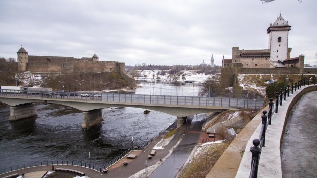 The Narva River divides Estonia and Russia.