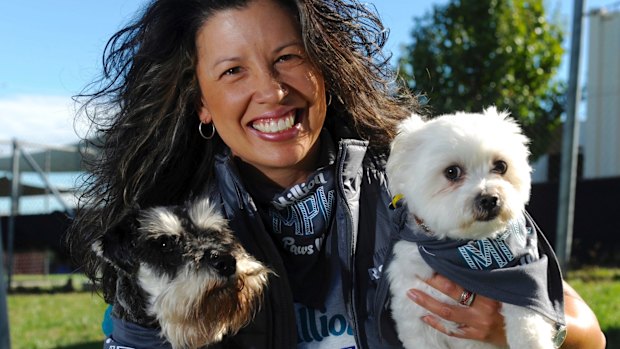 RSPCA CEO Tammy Van Dange, with two starters for the Million Paws Walk, which is on Sunday.