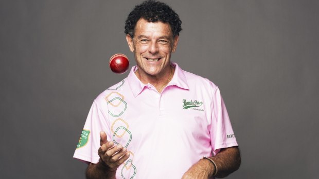 Classic souvenir: Mike Whitney photographed with the ball he will be presenting to former New Zealand test bowler Sir Richard Hadlee.