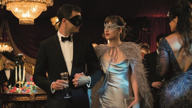 The characters Anastasia Steele and Christian Grey in <i>Fifty Shades Darker</i>.