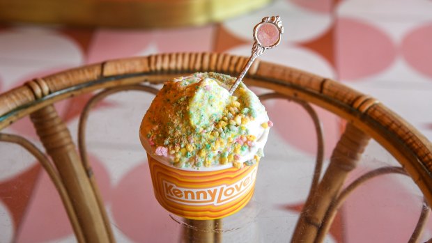 Kenny Lover's toasted rice, coconut and mango ice cream with sprinkles.