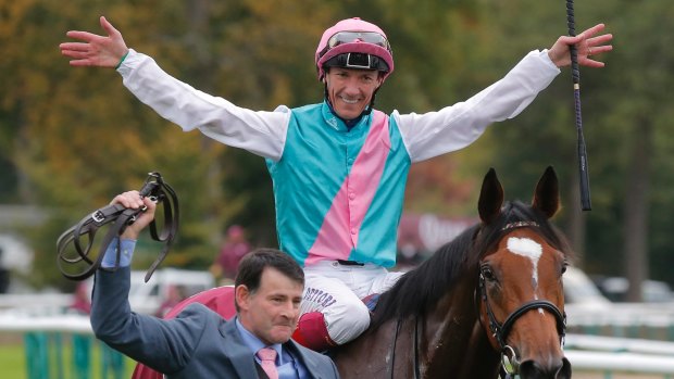 Award winner: Italian Frankie Dettori on Enable after the Prix de l'Arc de Triomphe at the Chantilly track.
