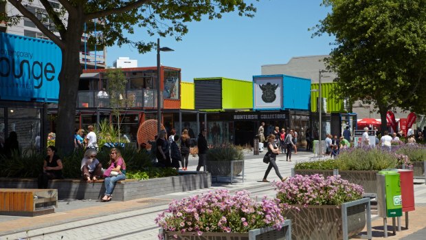 The Re:Start container mall, Cashel Street in Christchurch, New Zealand.