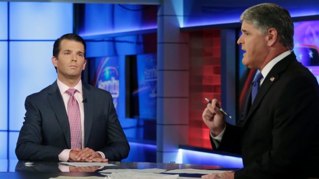 Donald Trump Jr., left, appeared on Sean Hannity's Fox News program on Tuesday.