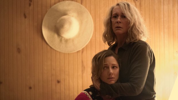 Jamie Lee Curtis and Judy Greer in the latest Halloween.