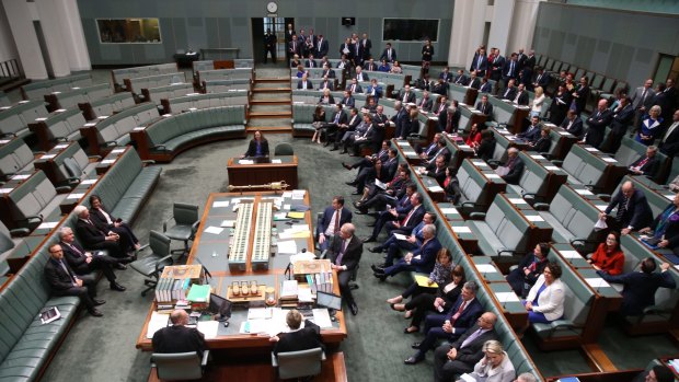 The division on the second reading of the Omnibus Bill at Parliament House in Canberra on Wednesday, 14 September. 