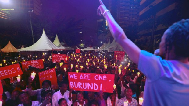 Burundians living in Kenya hold a vigil on December 20 to call for an end to killings in Burundi.  