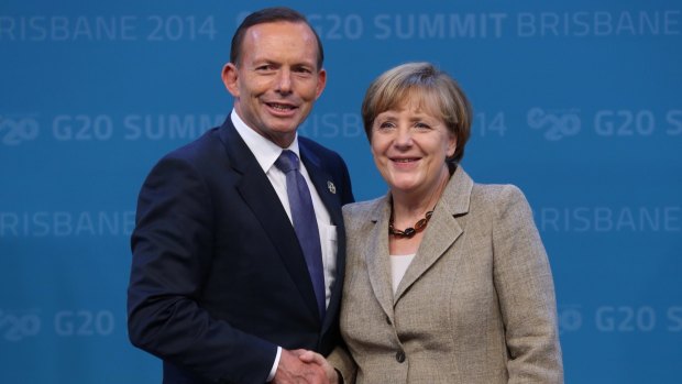 Prime Minister Tony Abbott with German Chancellor Angela Merkel at the G20 in November.