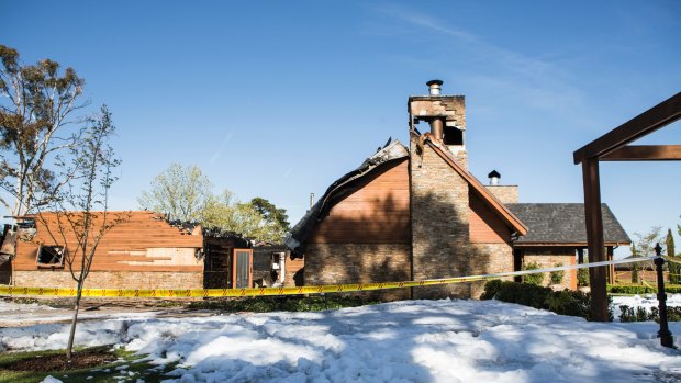 Aftermath of the fire at Pialligo Eestate Farmhouse Restaurant.