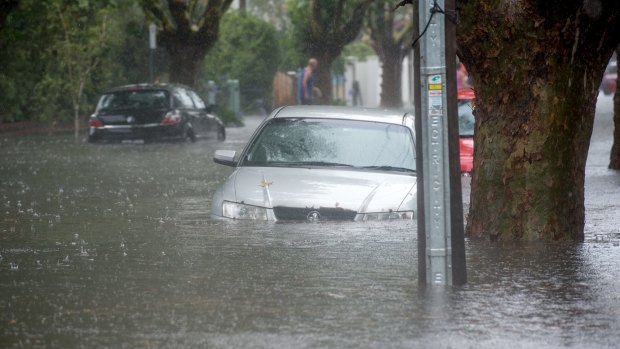 Several cars were swamped due to the flooding.