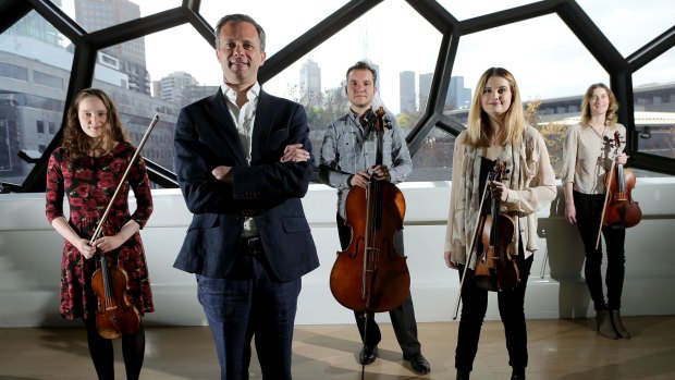 Benjamin Woodroffe (second from left) with the Patronus Quartet, from left, Anne-Marie Johnson, Paul Ghica, Courtenay Cleary and Merewyn Bramble.