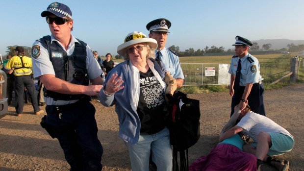 Mining ties queried: Anti-CSG protesters in Gloucester last October.