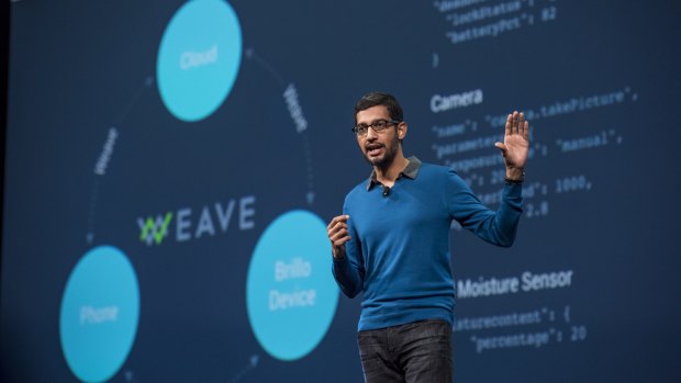 Sundar Pichai, senior vice president of products for Google, talks about the companies new IoT software Weave.