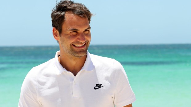 Roger Federer soaks up the sun on Rottnest Island this week.