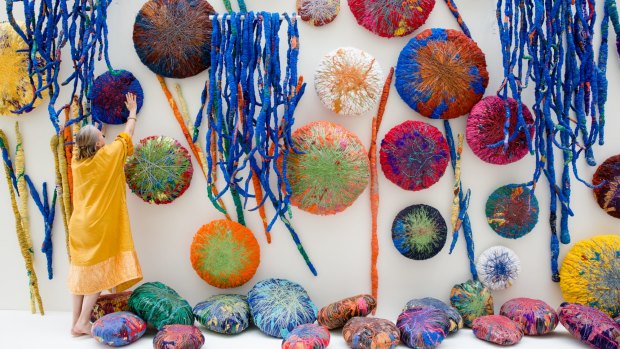 Sheila Hicks' The Embassy of Chromotic Delegates, 20th Biennale of Sydney, at Art Gallery of NSW. 