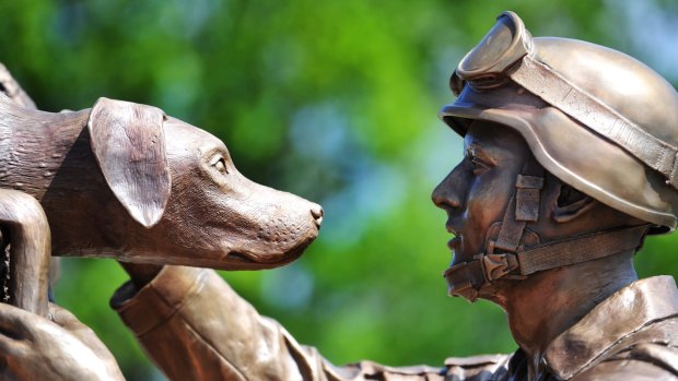 The dedication ceremony for the Australian War Memorial's Explosive Detection Dog and Handler Sculpture "Elevation of the senses" at the Australian War Memorial in Canberra.  