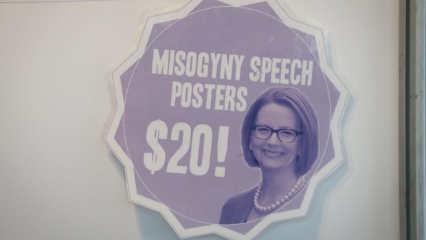 'Misogyny speech' posters are also on sale.
