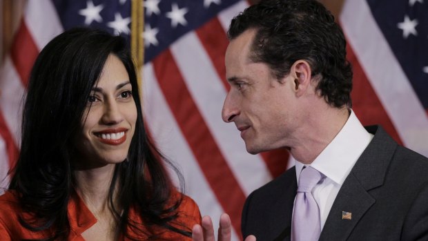 Anthony Weiner and his estranged wife, Huma Abedin.