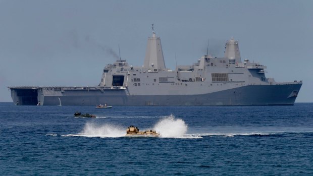 The US and Philippines engage in exercises near the contested Scarborough Shoal in waters off of the Philippines on January 20. 