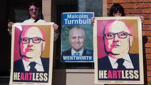 Artists protest outside Prime Minister Malcolm Turnbull's Edgecliff office, in Sydney last September. 