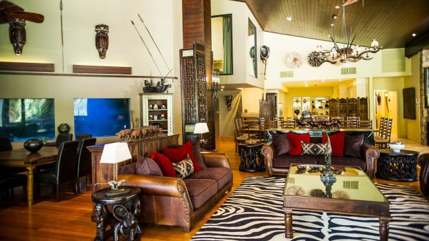African inspired: A lounge area at the  Jamala Wildlife Lodge.