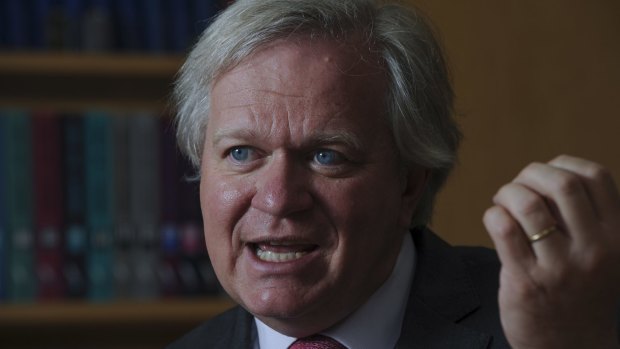 Newly-appointed vice-chancellor of the Australian National University, Prof. Brian Schmidt, in his chancellory office. 