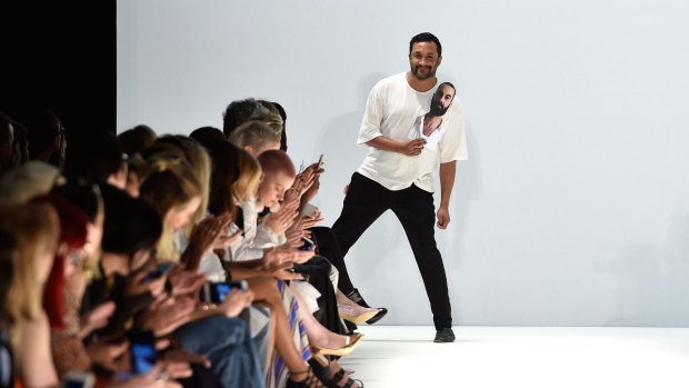 Tome designer Ryan Lobo thanks the audience after the Tome show at Mercedes-Benz Fashion Week Australia 2015 at Carriageworks, Sydney, in April last year.