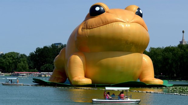 Beijing's 22-metre inflatable toad by Guo Yongyao has been compared to former president Jiang Zemin.