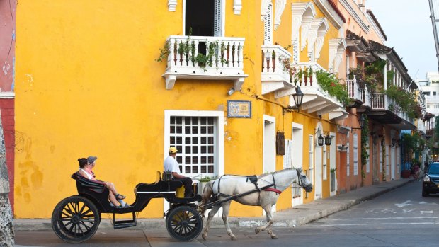 The beautiful Old Town in Cartagena, Colombia.