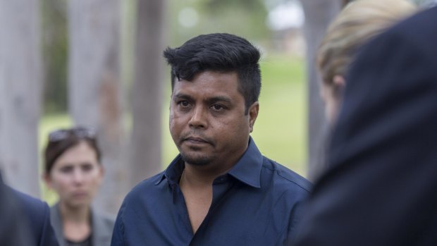 Arun Kumar at a memorial event for his murdered wife, Prabha Kumar, at Parramatta Park in November 2015. 