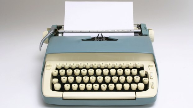 A mechanical typewriter.