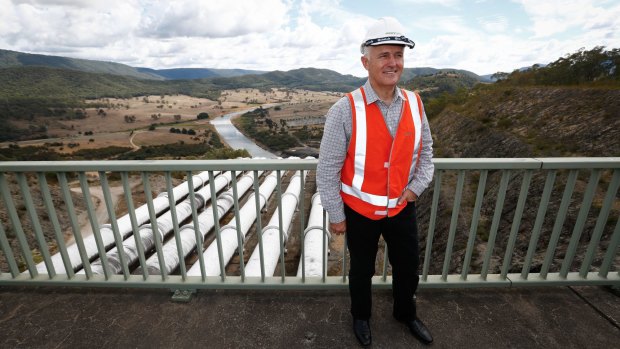 Prime Minister Malcolm Turnbull poses for a photo during his announcement of Snowy Hydro 2.0 in March.