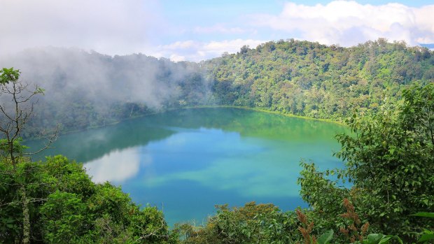 Early morning mist over Chicabal volcano, Quetzaltenango, Guatemala.