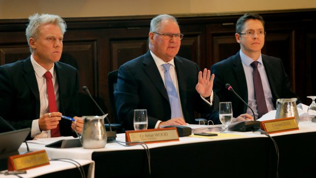 Mayor Robert Doyle (centre) is seen during a City of Melbourne Council vote on what to do with the homeless people in the cbd on February 7, 2017 in Melbourne, Australia.