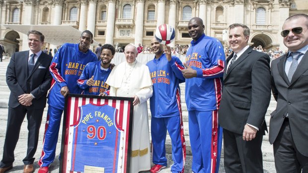 Other members of the Harlem Globetrotters visited Pope Francis this week.